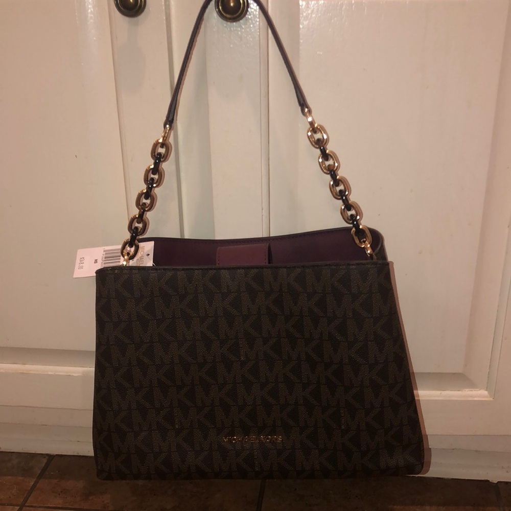 Michael Kors Brown Shoulder Bag with Gold Chain Straps